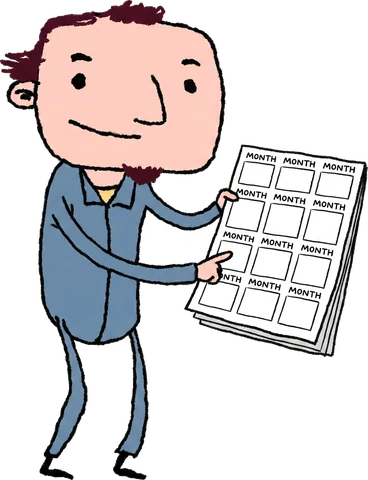 Kike con un calendario